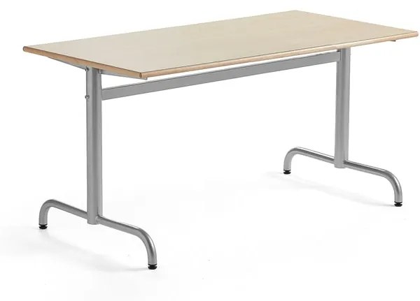 Stôl PLURAL, 1400x700x600 mm, HPL - breza, strieborná