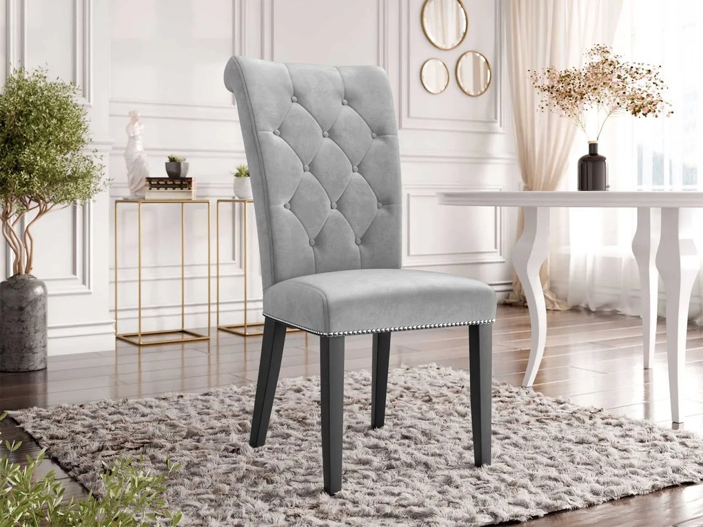 Čalúnená jedálenská stolička Piewik, Dostupné poťahy: Magic Velvet 2209, Farby nožičiek: čierna