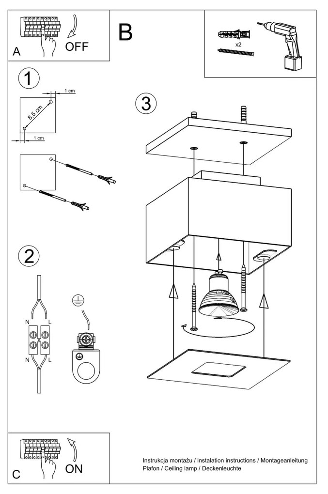 Stropné svietidlo MONO 1 biele