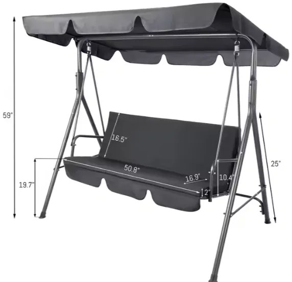Lean Záhradná hojdačka sivá – 250kg, 2 vankúše