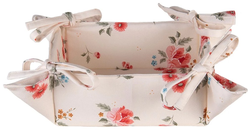 Bavlnený obojstranný košík na pečivo s kvetmi Litttle Rose Collection - 35*35*8 cm