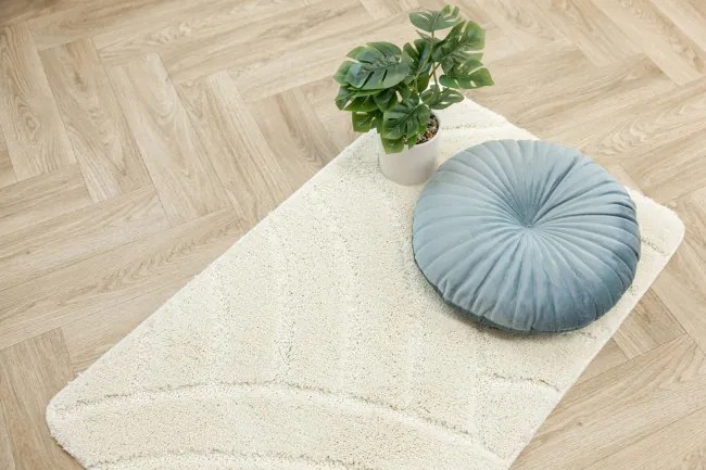 Kúpeľňový koberček Sash krémový, pruhy