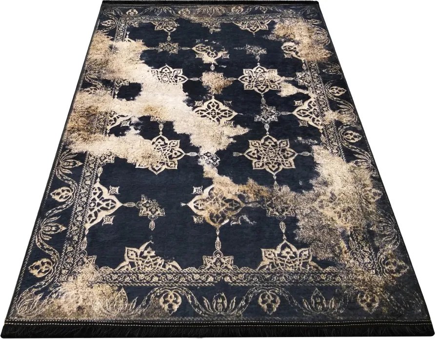 DY Čierno-zlatý koberec s orientálnym vzorom Black 07 Rozmer: 180x280 cm