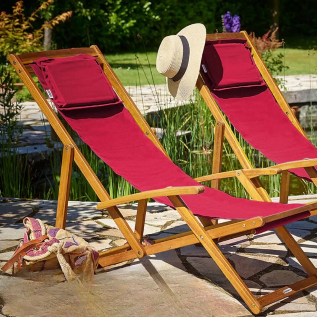Záhradné lehátko SIENA, 65x87x102cm, červená Casaria