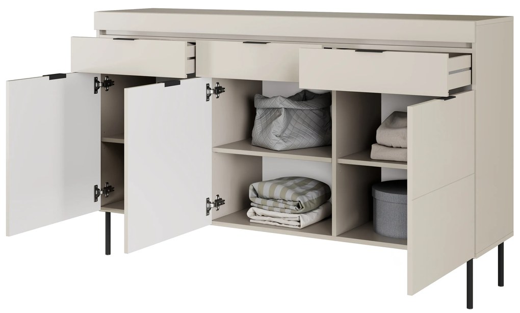 Komoda Sentia 157 cm s 3 zásuvkami - kašmírová / čierna