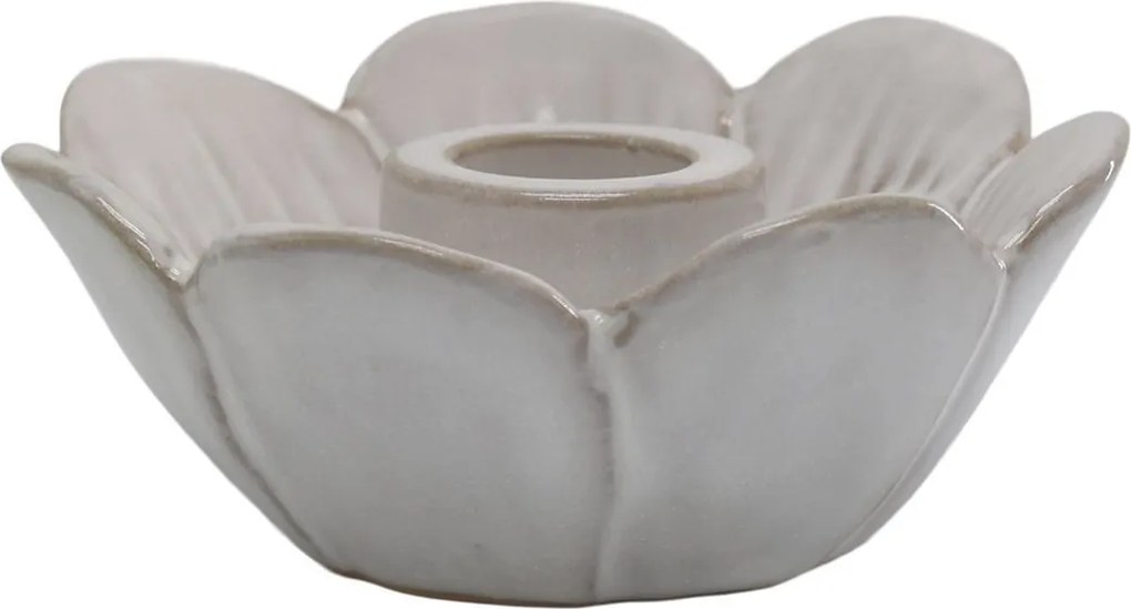 Béžový keramický svietnik v tvare kvetu Massy - Ø 10*4 cm
