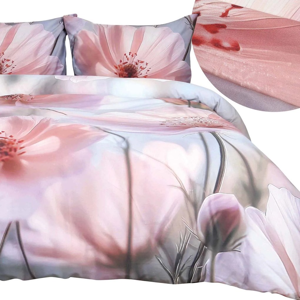 SATÉNOVÉ OBLIEČKY SATYNLOVE PREMIUM 140X200 CM, 1KS 70X80 CM KVETY