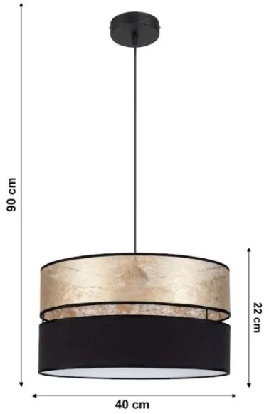 Luster na lanku LIMA 1xE27/60W/230V zlatá/čierna