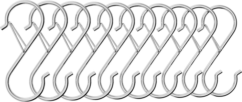 Háčiky na tyč do skrine 90x35x3 mm, sada 10 ks