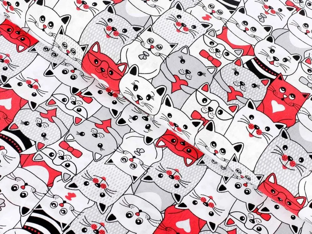 Biante Detská bavlnená obliečka na vankúš Sandra SA-037 Mačky z komiksu 40 x 40 cm