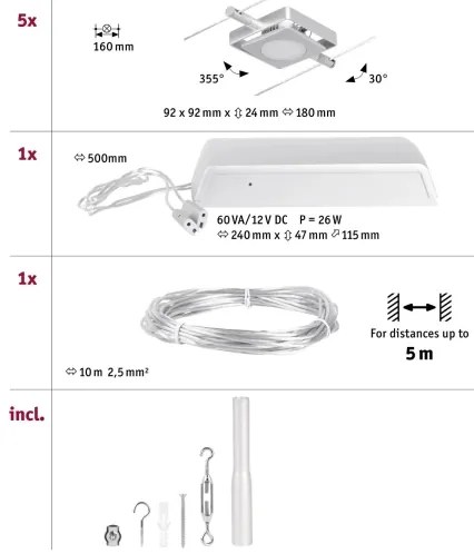 Paulmann 94420 - SADA 5xLED/4,5W Bodové svietidlo MAC 230V matný chróm