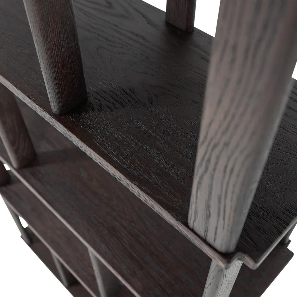 Tmavohnedá knižnica z dubového dreva 90x186x30 cm Riss – WOOOD