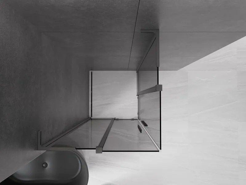 Mexen Velar L Duo, sprchový kút s posuvnými dverami 100 x 100 cm, 8mm šedé sklo, brúsený grafit, 871-100-100-02-43-66