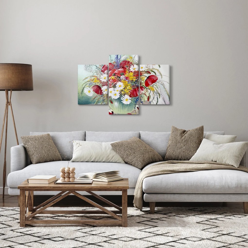 Obraz vázy s divokými kvetmi (90x60 cm)