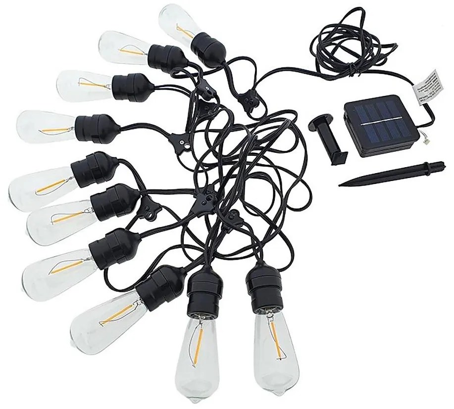 Baterie Centrum LED Solárna reťaz 10xLED/1,2V 600 mAh 5,94m IP44 teplá biela BC0401