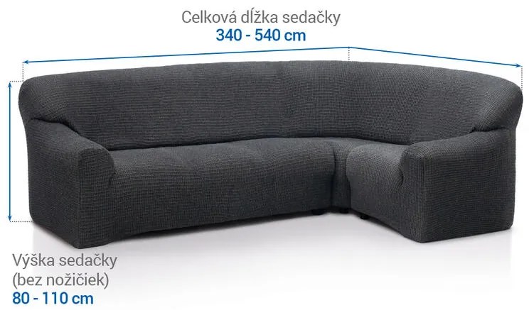 Super strečové poťahy RUBINIA antracitová rohová sedačka (š. 340 - 540 cm)