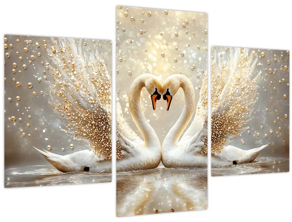 Obraz - Zlaté labute (90x60 cm)