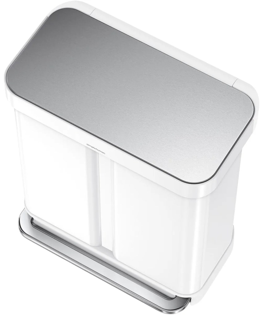 Simplehuman Pedálový odpadkový kôš na triedený odpad 58 l, biela