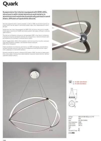 Redo 01-2251 - LED Stmievateľný luster na lanku QUARK LED/43W/230V 3000K chróm