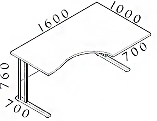 Ergonomický stôl Visio 160 x 100 cm, pravý, biela