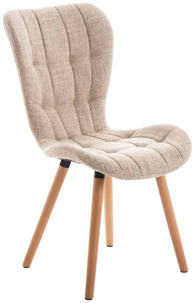 Stolička Elda - látka, drevené nohy natura - Krémová