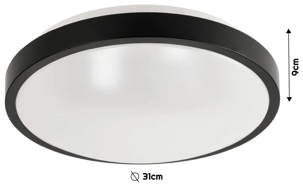 ECOLIGHT LED stropné svietidlo 2xE27 guľatá čierna + 2x E27 10W neutrálna biela
