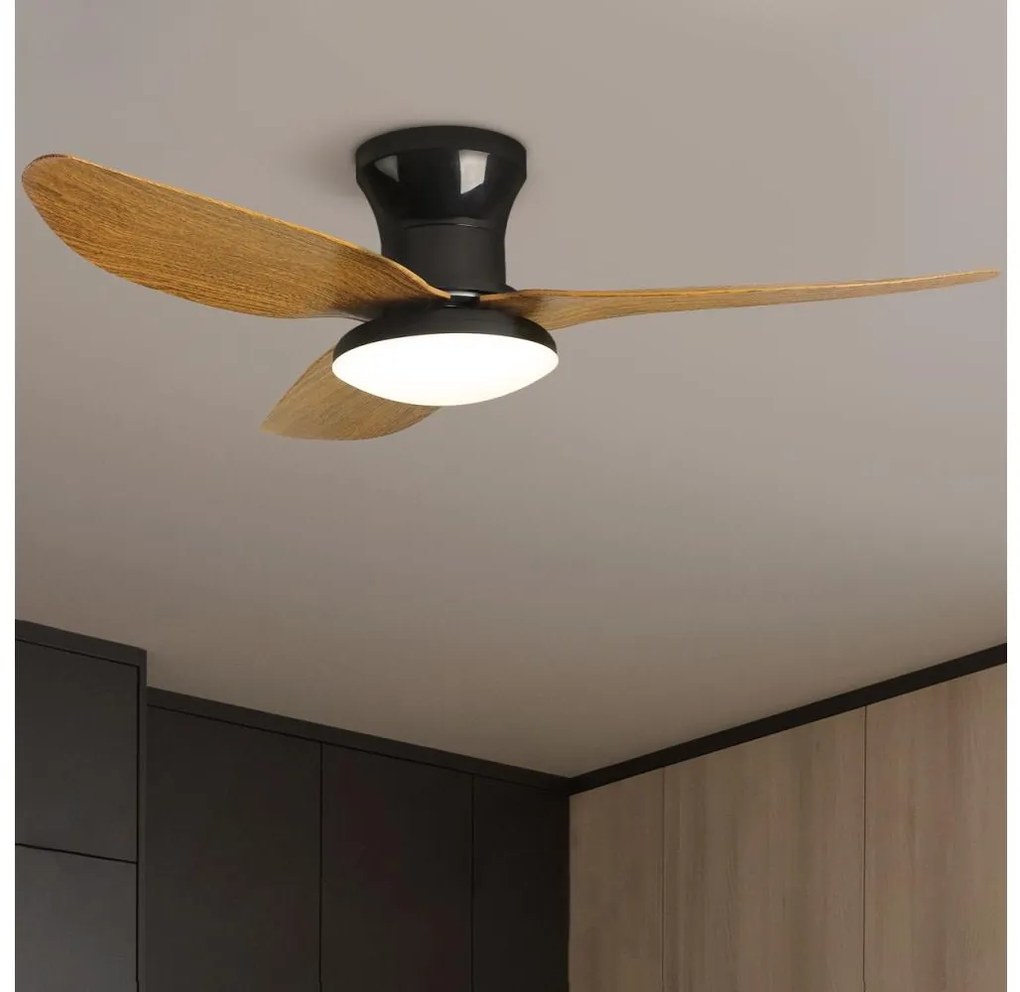 Brilagi-LED Stmievateľný stropný ventilátor LED/30W/230V 3000-6500K čierna/hnedá+DO BG1610
