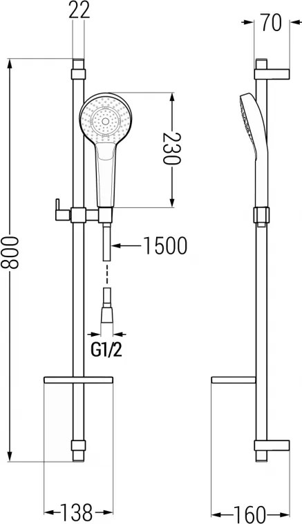 Mexen sprchový set DQ05, chróm, 785054581-00