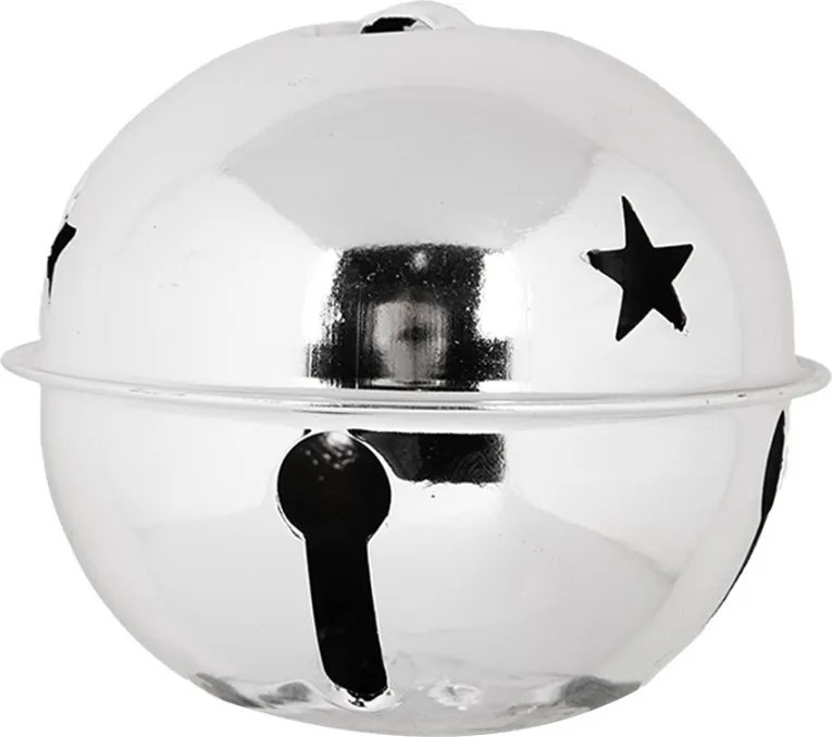 Strieborná kovová vianočná ozdoba rolnička L - 14*12 cm