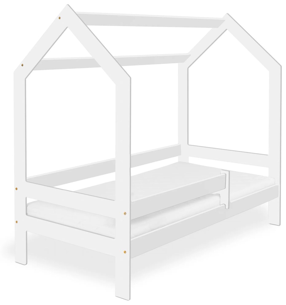 Detská posteľ DOMČEK D3 biela 80 x 160 cm Rošt: Bez roštu, Matrac: Bez matraca, Úložný box: S bielym úložným boxom