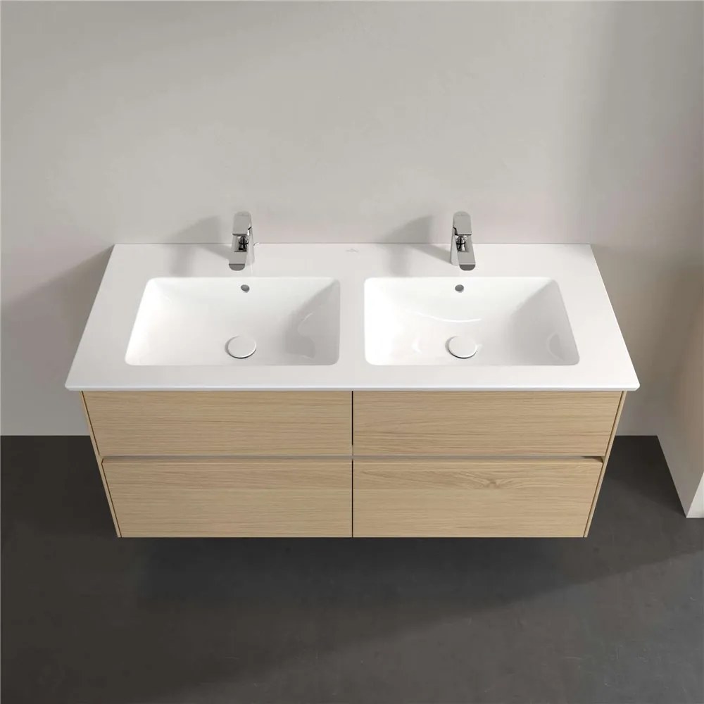 VILLEROY &amp; BOCH Collaro závesná skrinka pod dvojumývadlo, 4 zásuvky, 1261 x 480 x 610 mm, Nordic Oak, C14700VJ