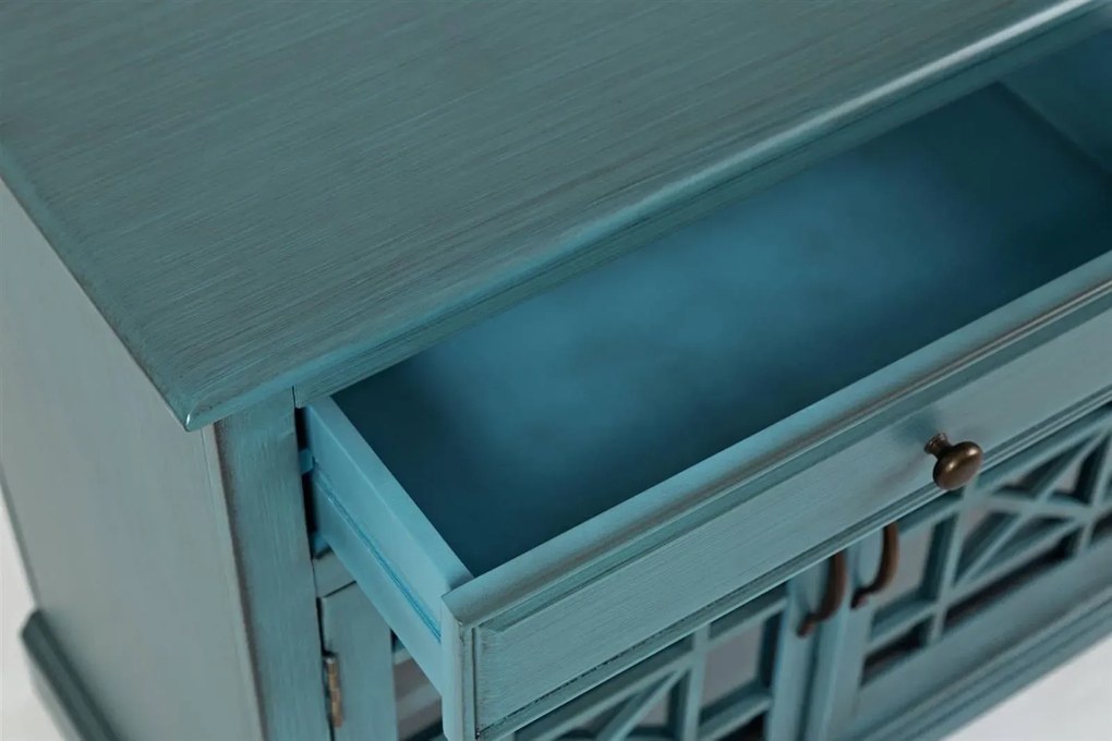 Komoda Avola 127 cm z masívu tyrkysová