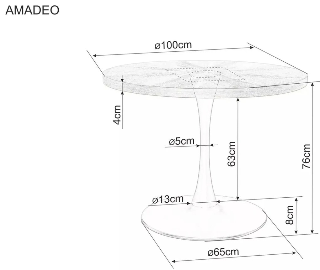 Kulatý jídelní stůl Amadeo 100 cm ořech/černý