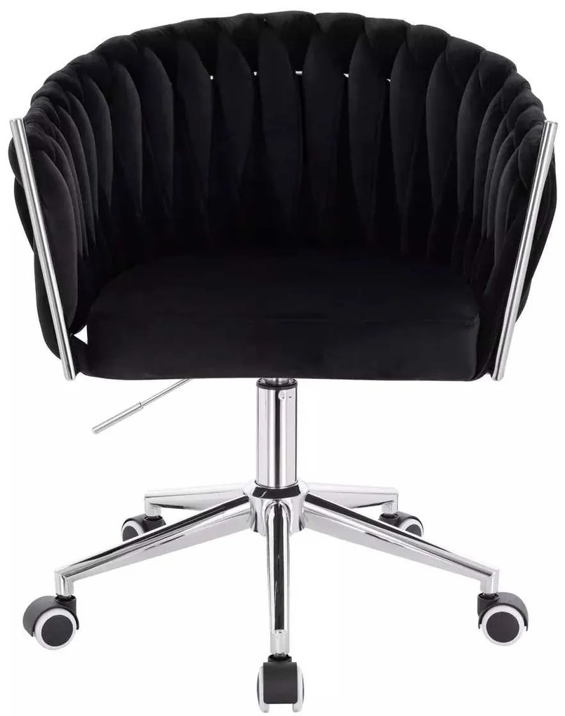 LuxuryForm DESIGN Stolička NORDEN VELUR na striebornej podstave s kolieskami - čierna