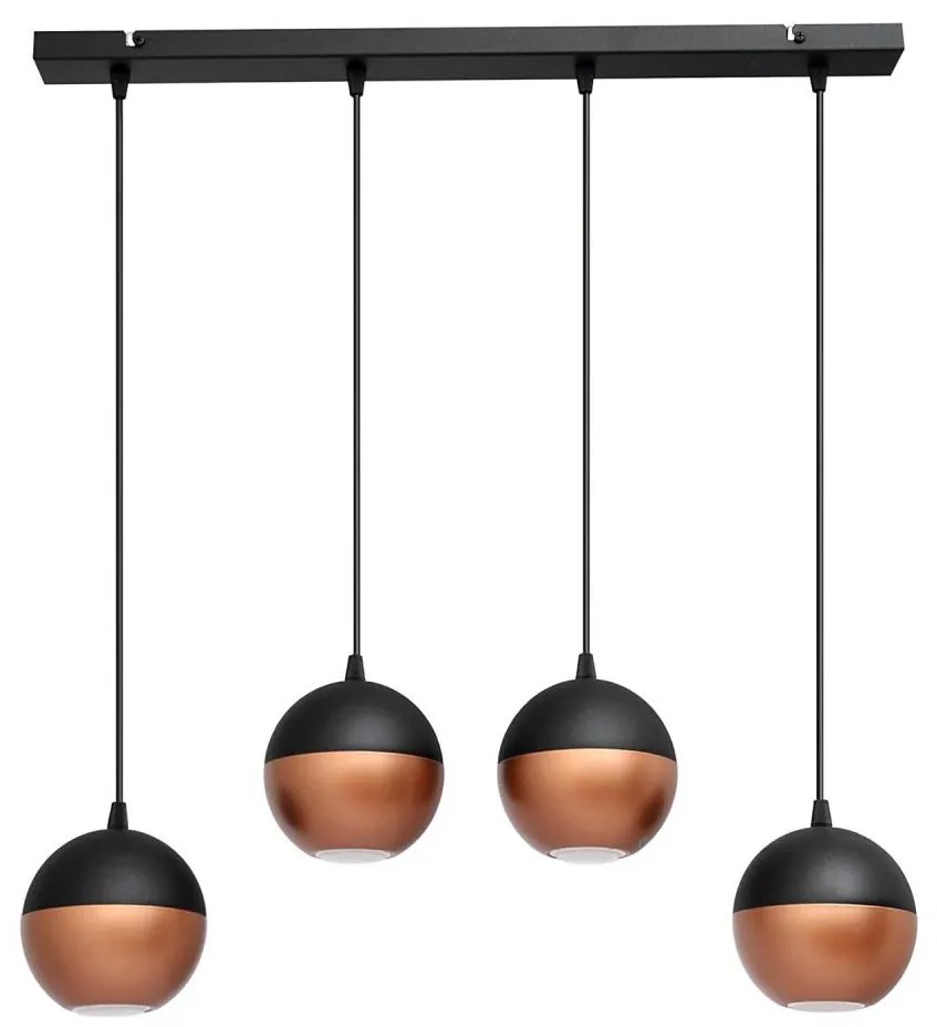 LED Luster na lanku MIDWAY 4xGU10/4,8W/230V čierna/medená