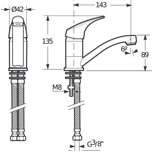 JIKA H3511N10042201 - Kuchynská batéria TALAS 13,5 cm lesklý chróm
