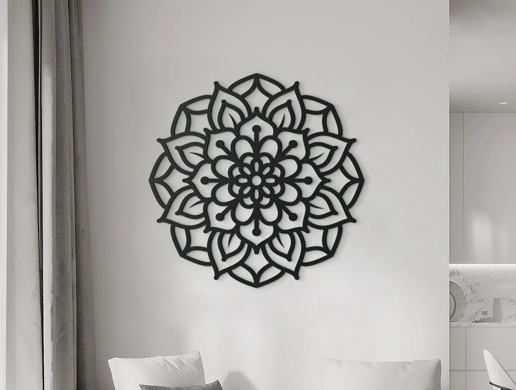 drevko Drevená mandala na stenu Rozkvit Rozmer obrazu: 44,5 x 44,5 cm, Farba dekorácie: Čierna