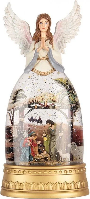 Kúzelný Anjel so snežitkom a hracou skrinkou Ľad - 15*9*32 cm / 3*AA/ USB