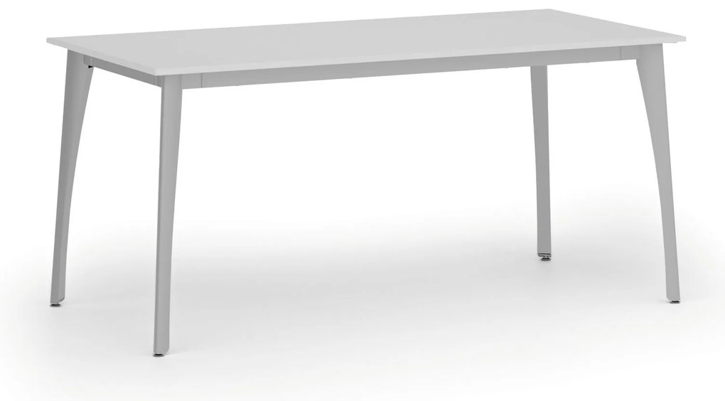 Rokovací kancelársky stôl PRIMO OMEGA, 160x80 cm, sivá podnož, biela
