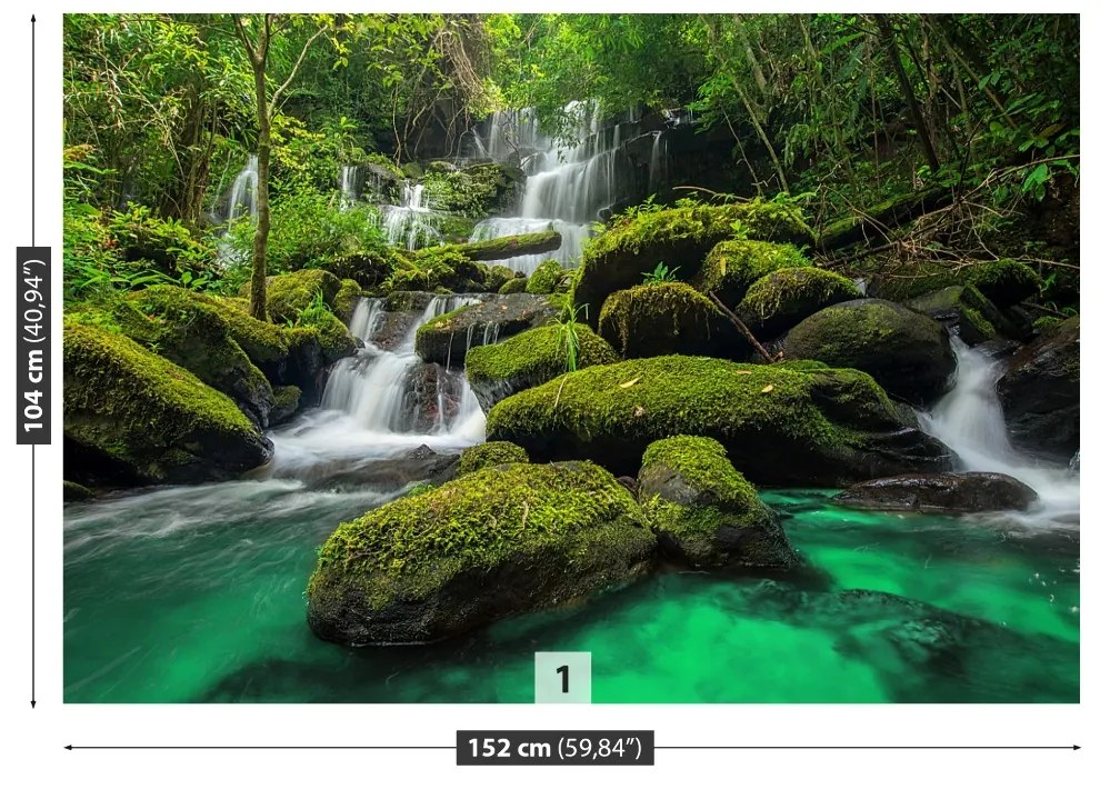 Fototapeta Vliesová Vodopád v džungli 416x254 cm