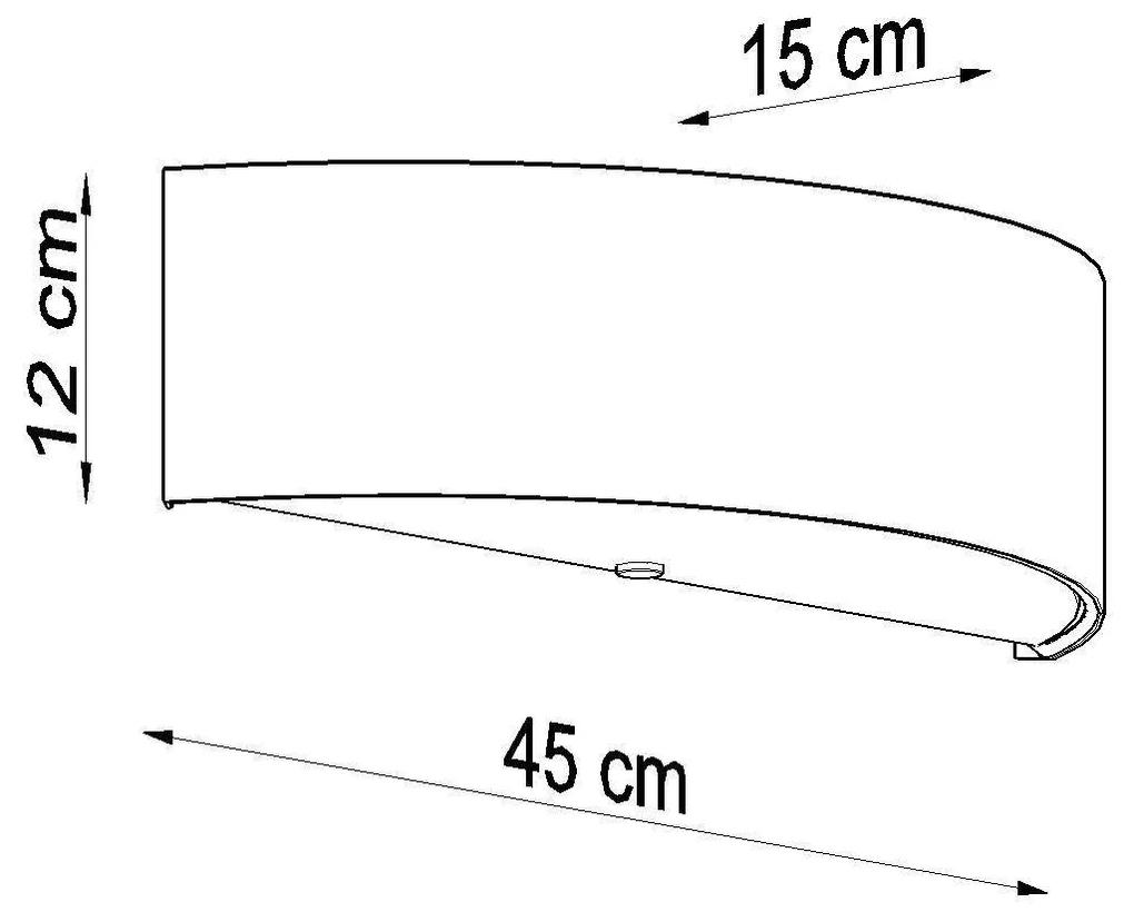 Nástenné svietidlo Skala, 1x čierne textilné tienidlo, (biele sklo), (45 cm)