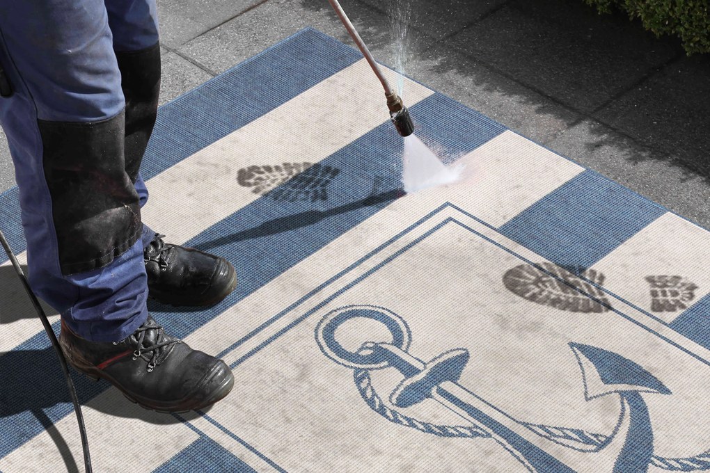 Kusový koberec Twin Supreme 104143 Blue / Cream – na von aj na doma, 160x230, modrá, chodba / predsieň, Hanse Home