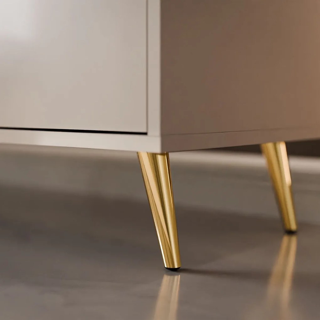 KOMODA ALWIN KAŠMÍR VYSOKÝ LESK 154 cm ZLATÉ NOŽIČKY 13 cm