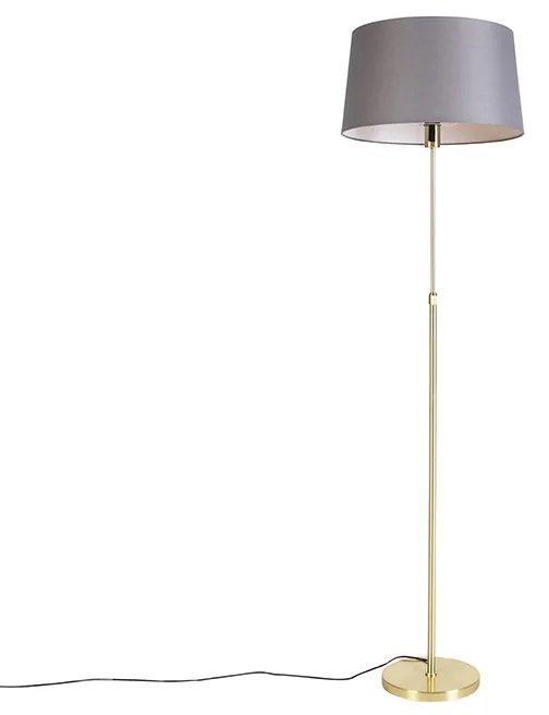 Stojaca lampa zlatá/mosadzná s sivým ľanovým tienidlom 45 cm - Parte