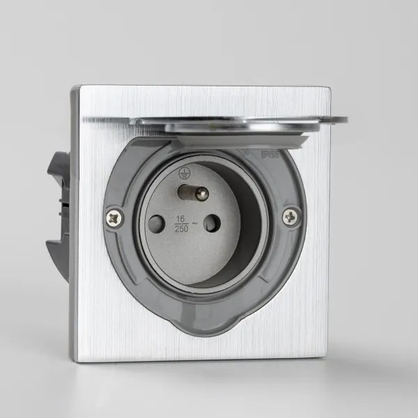 Brilagi - Vonkajšia vstavaná podlahová zásuvka IP55 matný chróm štvorcový