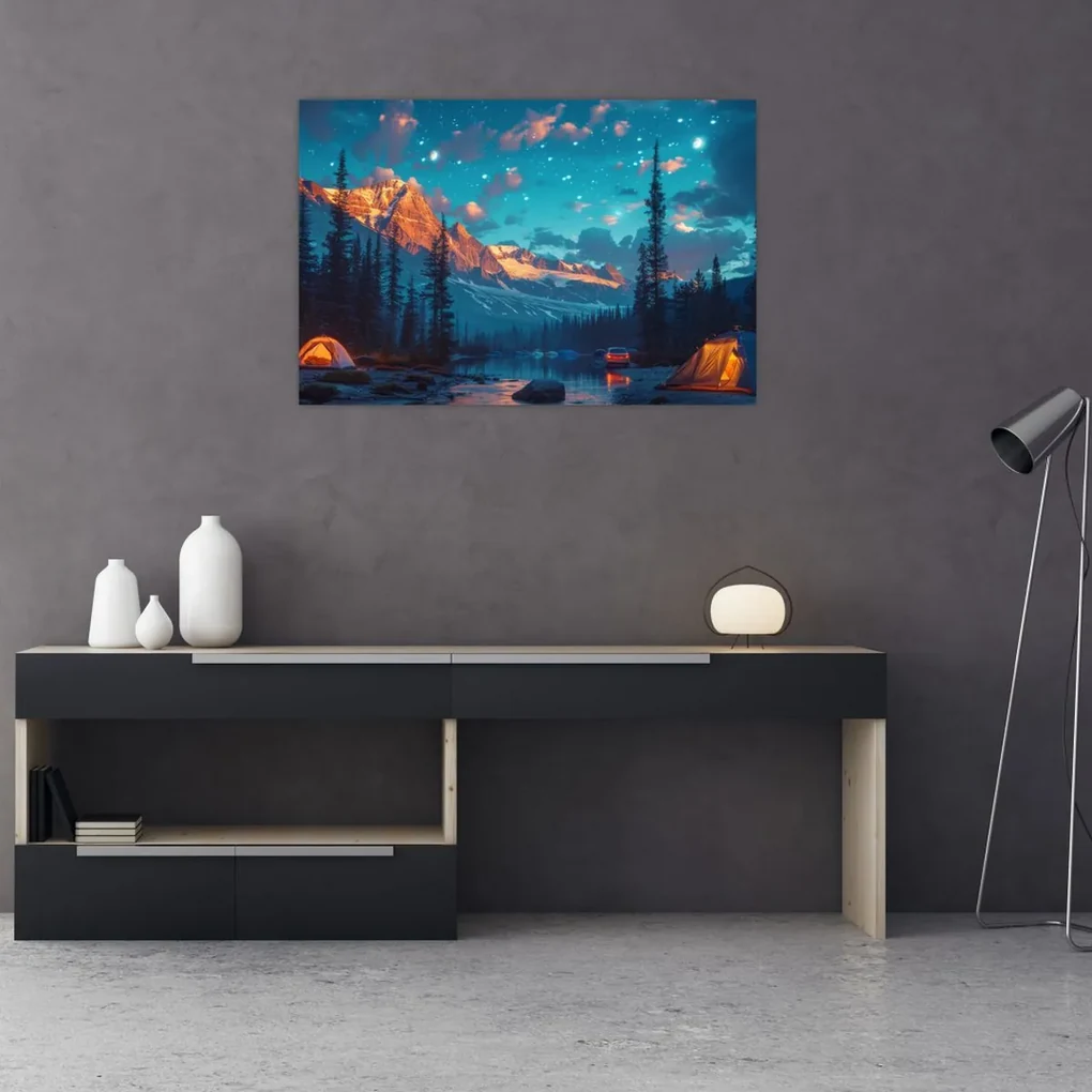 Obraz - Kempovanie v horách (90x60 cm)