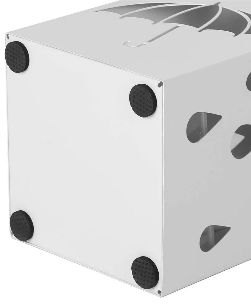 Kovový stojan na dáždniky UMBRELLA, 15,5x15,5x49cm, biela SongmicsHome