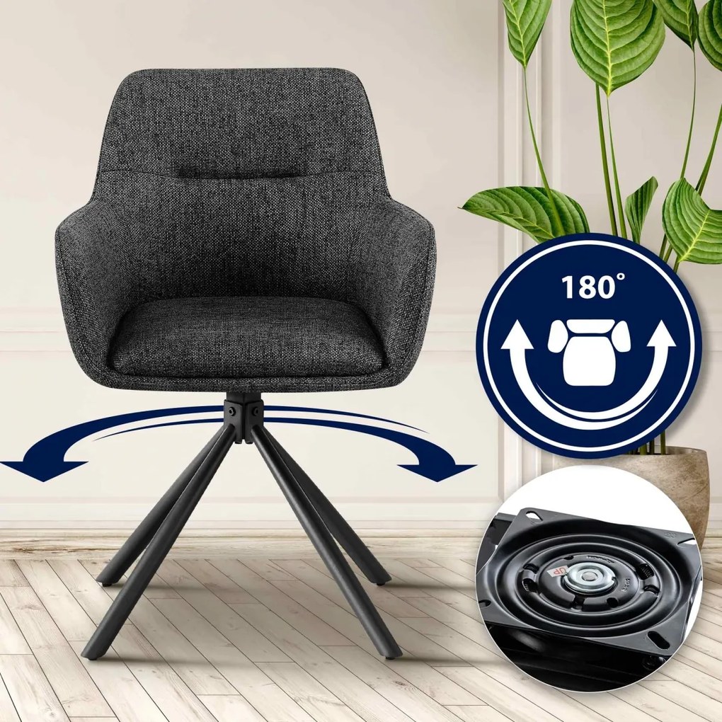 Stolička Tipton, látka - tmavošedá