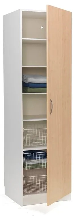 Skriňa na oblečenie, pravé dvere, 600x600x2100 mm, biela, breza