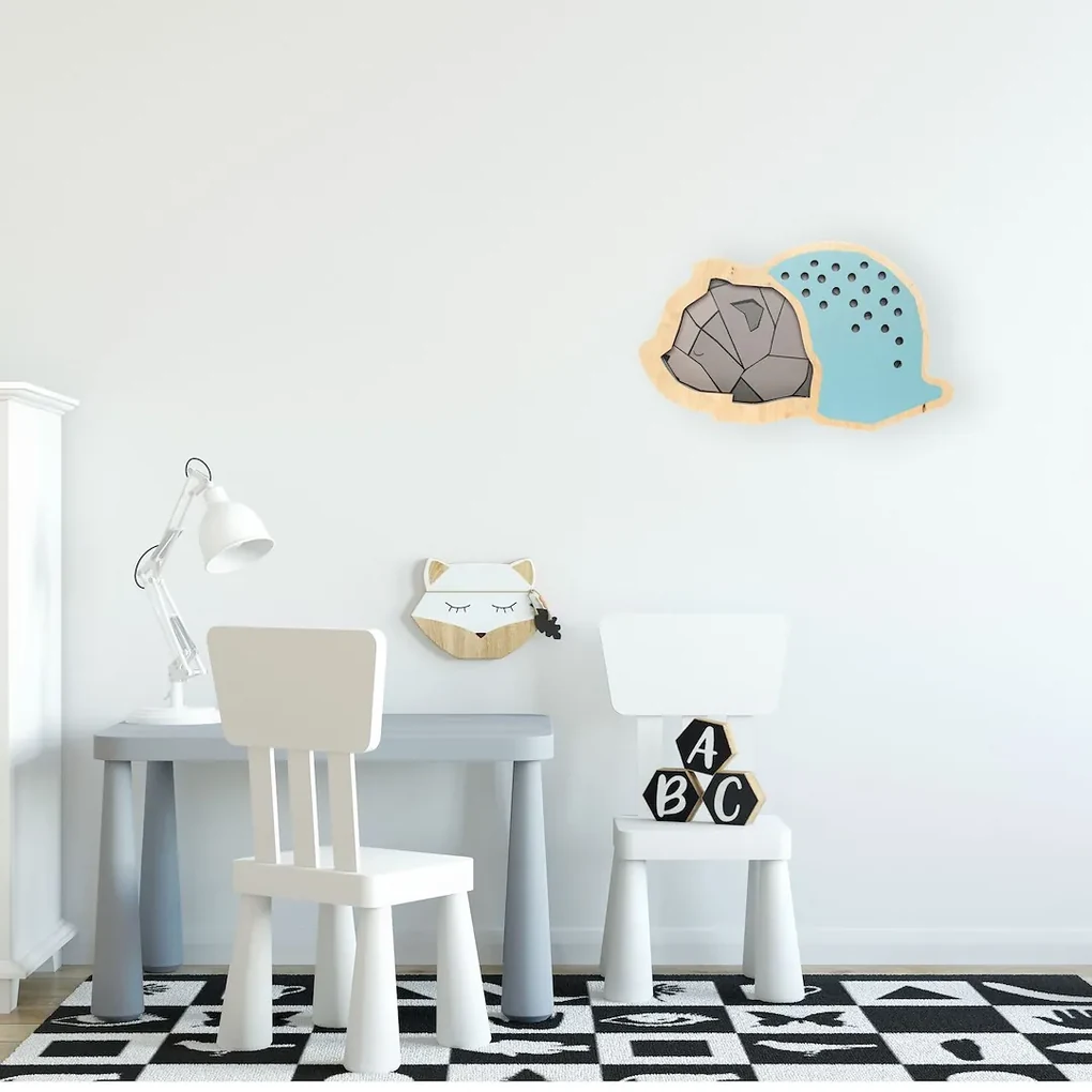 Detské nástenné LED svietidlo Bear, 1x LED w, 3000k, br/bl